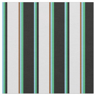 Sky Blue, Sea Green, Black, Lavender & Brown Fabric