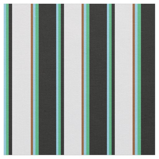 Sky Blue, Sea Green, Black, Lavender & Brown Fabric