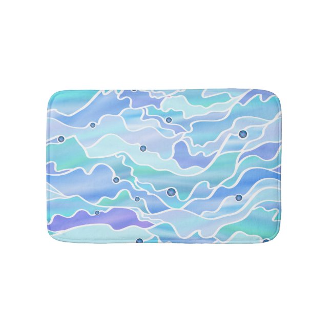 Sky Blue Seascape Abstract Bathroom Mat (Front)