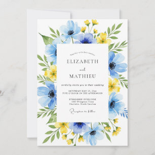 Sky Blue Serene Botanical Wedding Invitation