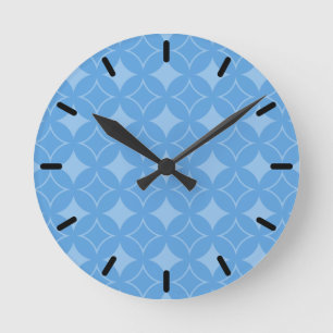 Sky blue shippo pattern round clock