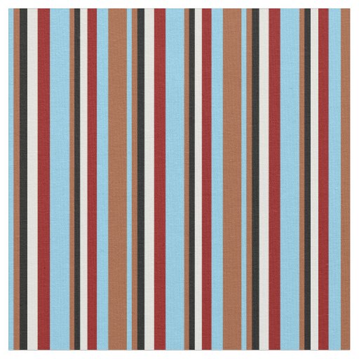 Sky Blue, Sienna, Black, Light Cyan, and Dark Red Fabric