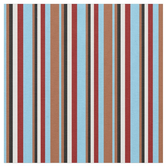 Sky Blue, Sienna, Black, Light Cyan, and Dark Red Fabric (Close Up)