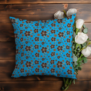 Sky blue Simple Natural Flowers Throw Pillow