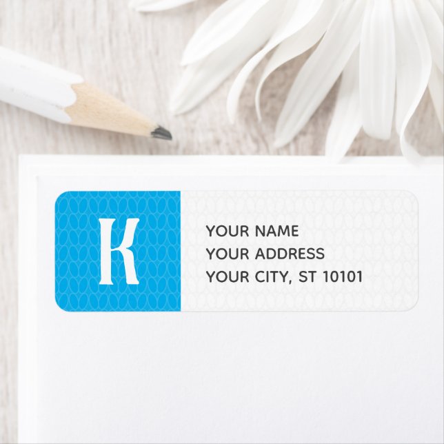 Sky Blue Single Initial Knit Stitch Label (Insitu)
