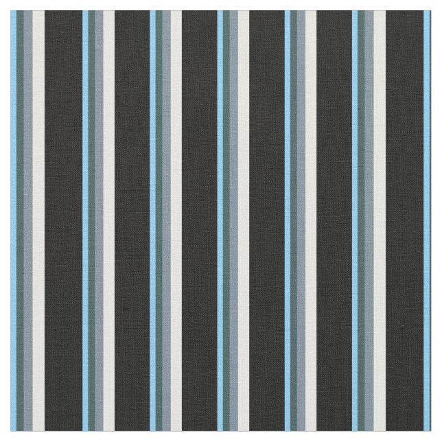 Sky Blue, Slate Gray, Mint Cream & Black Fabric (Close Up)