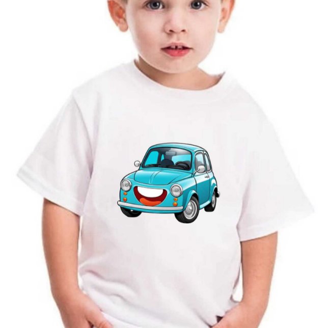 Sky Blue Smile Car Prin Kids Baby T-Shirt (Creator Uploaded)