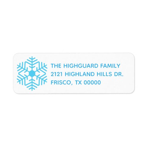 Sky Blue Snowflake Address Label