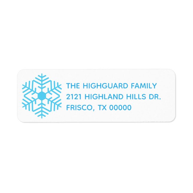 Sky Blue Snowflake Address Label (Front)