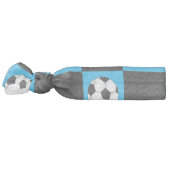 Sky blue soccer ball checkers ribbon hair tie (Left)