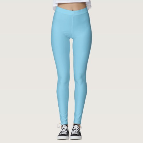 Sky Blue Solid Color Leggings