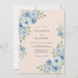 Sky Blue Splendid Romantic Wedding Invitation