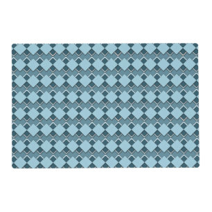 Sky Blue Square and Diamond Checkered Pattern Placemat