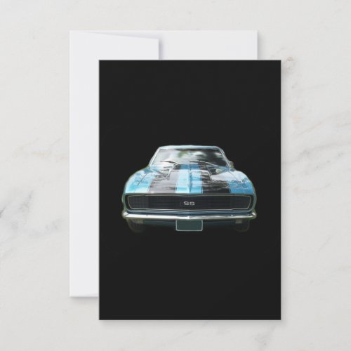 Sky blue SS Camaro with black stripes Invitations