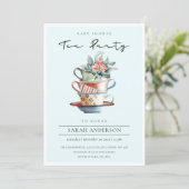 Sky Blue Stacked Cup Baby Shower Tea Party Invite (Standing Front)