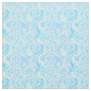 Sky Blue Stained Glass Abstract Fabric