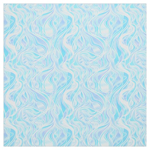 Sky Blue Stained Glass Abstract Fabric