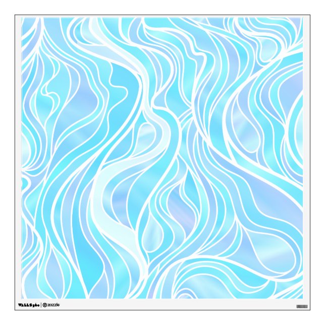 Sky blue Stained Glass Abstract Wall Decal (Front)