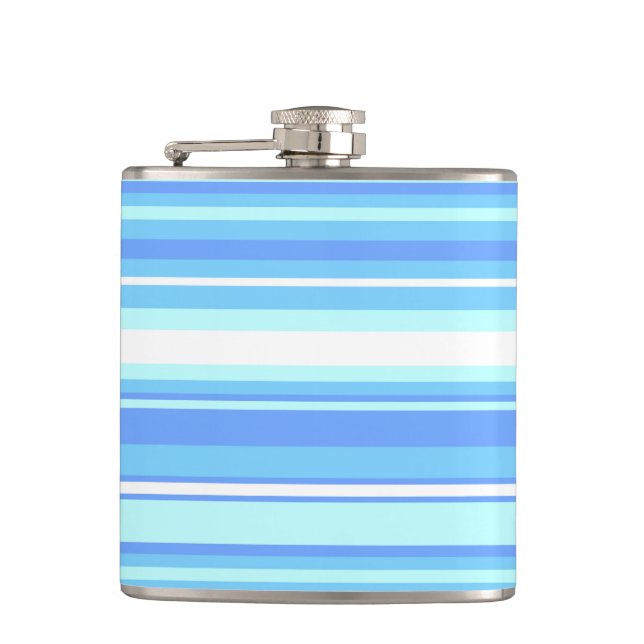 Sky blue stripes hip flask (Front)