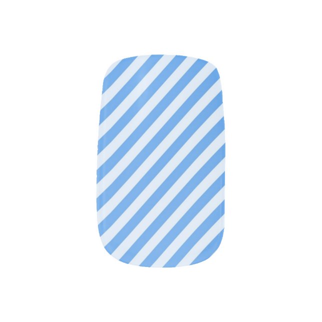 sky blue stripes minx nail art (Left Thumb)