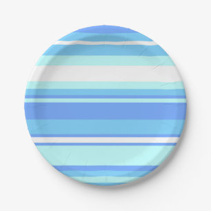 Sky blue stripes paper plates