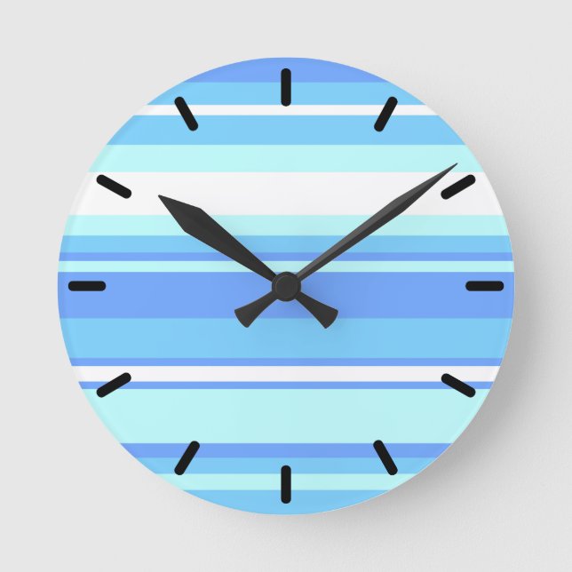 Sky blue stripes round clock (Front)