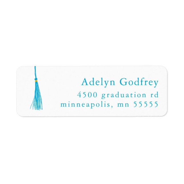 Sky Blue Tassel Graduation Return Address Label (Front)