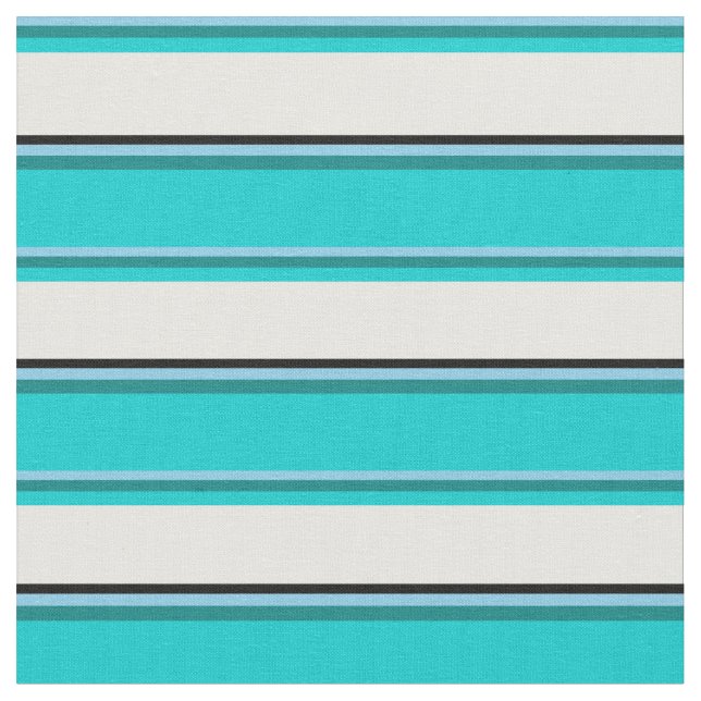 Sky Blue, Teal, Dark Turquoise, White, and Black Fabric (Close Up)
