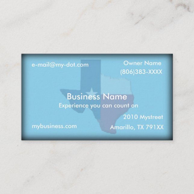 Sky Blue Texas Flag Map Business Card (Front)