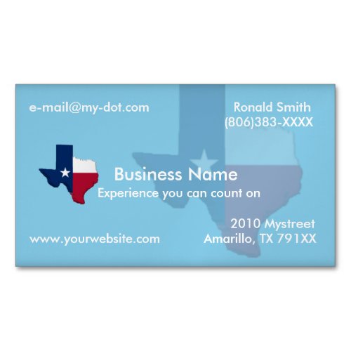 Sky Blue Texas Flag Map Business Card Magnet