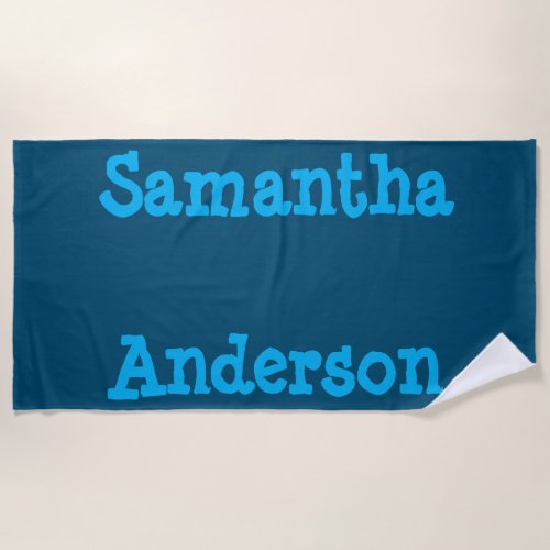 Sky Blue Text Personalized Beach Towel