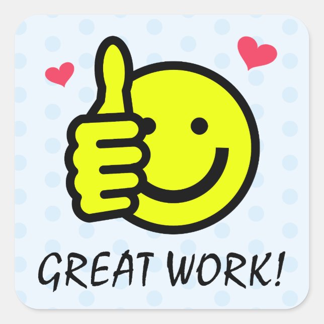 Sky Blue Thumbs Up Yellow Happy Smile Face   Square Sticker (Front)