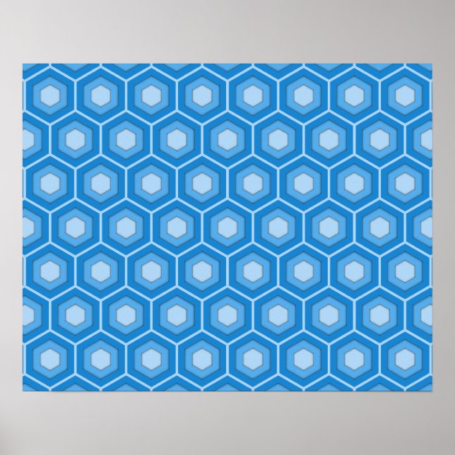 Sky Blue Tiled Hex Poster (Front)
