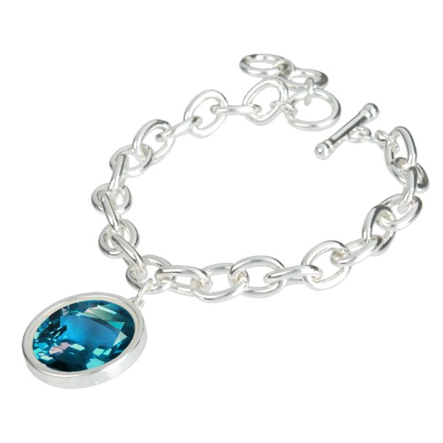 Sky Blue Topaz Cushion Gemstone Bracelet (Side)