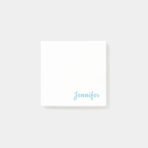 Sky Blue Trendy Modern Minimalist Chic Name Post_it Notes