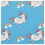 Sky Blue Unicorns, Gold Stars and Rainbow Fabric