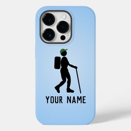 Sky Blue Walking Hiker Motif and your name  text Case_Mate iPhone 14 Pro Case