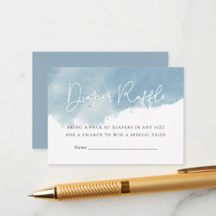 Sky Blue Watercolor Baby Shower Diaper Raffle Card