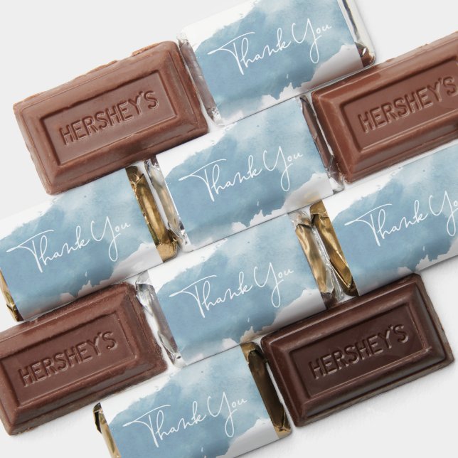 Sky Blue Watercolor Baby Shower Thank You Hershey's Miniatures (Assorted)