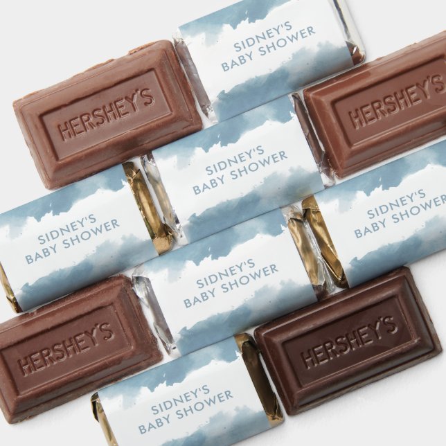 Sky Blue Watercolor Custom Baby Shower Hershey's Miniatures (Assorted)