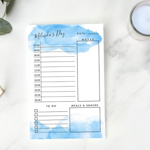 Sky Blue Watercolor Daily Planner Post_it Notes