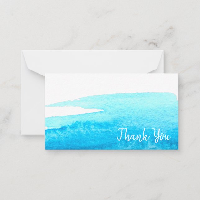 Sky blue watercolor swish note card (Front)