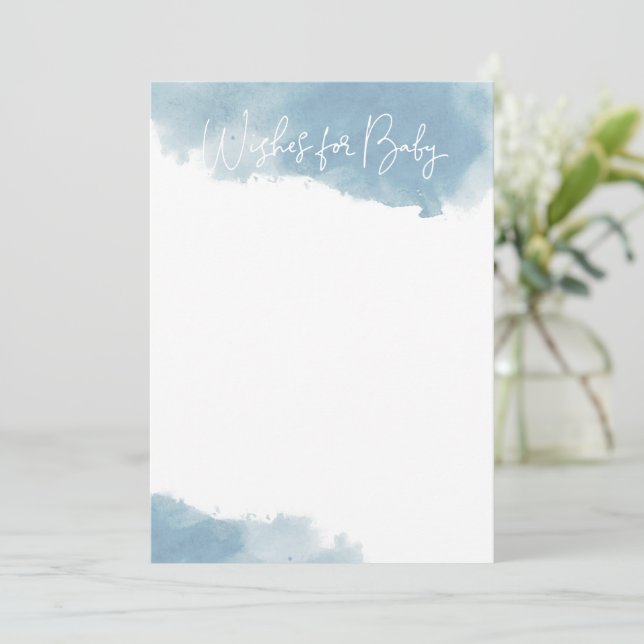 Sky Blue Watercolor Wishes for Baby Note Cards (Standing Front)