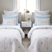 Sky Blue Wavy Scallop Frame Monogram