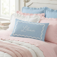 Sky Blue Wavy Scallop Frame Monogram