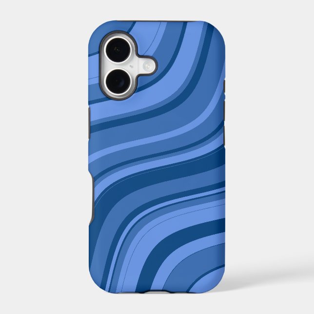 Sky Blue Wavy Stripes Pattern Iphone Case (Back)