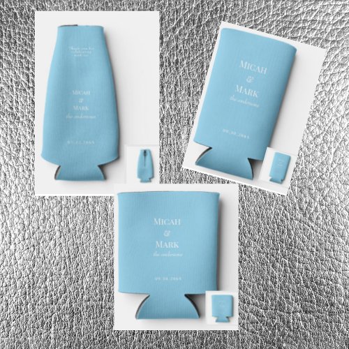 Sky Blue Wedding Can Cooler