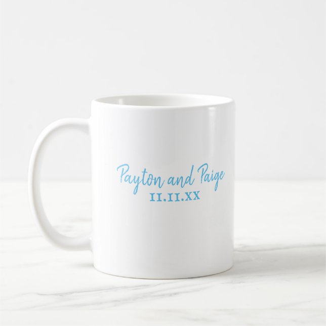 Sky Blue Wedding Personalized Coffee Mug (Left)