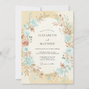 Sky Blue Whimsical Boho Wedding Invitation