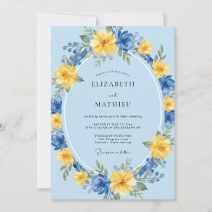 Sky Blue Whimsical Floral Wedding Invitation